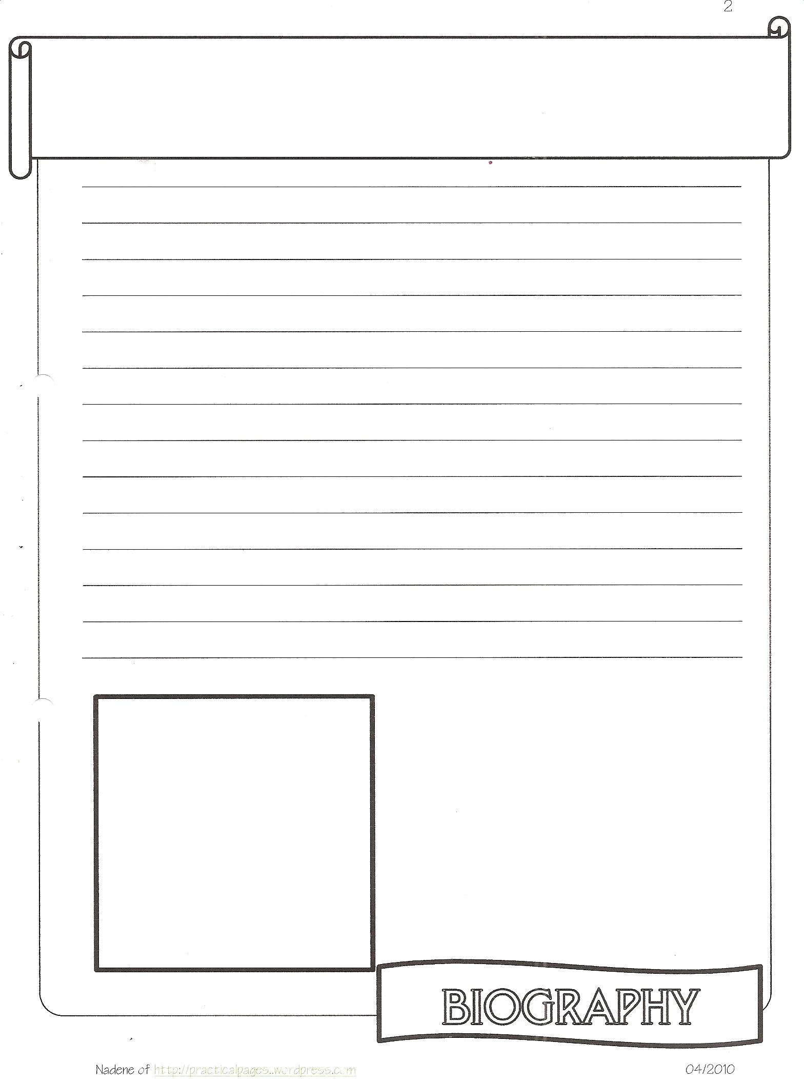 New Biography Notebook Page Templates  Practical Pages With Free Bio Template Fill In Blank